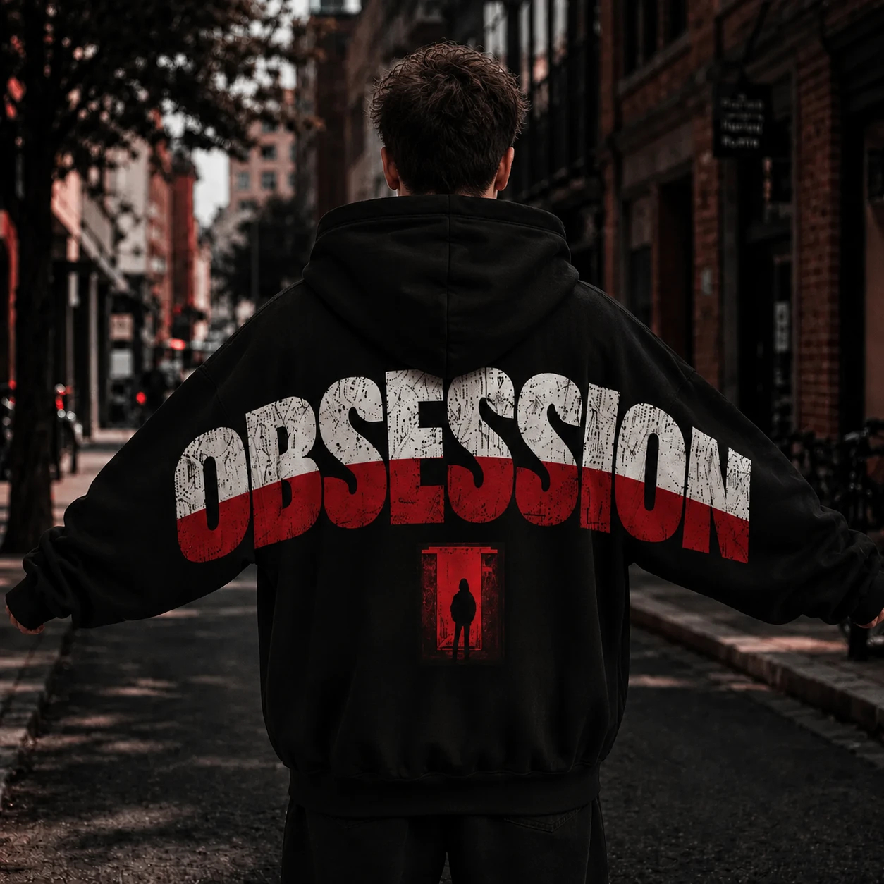 Retro 90's Funny Ghostface Scream Shoulder-to-Shoulder Back Lettering Sweatshirt Hoodie-H