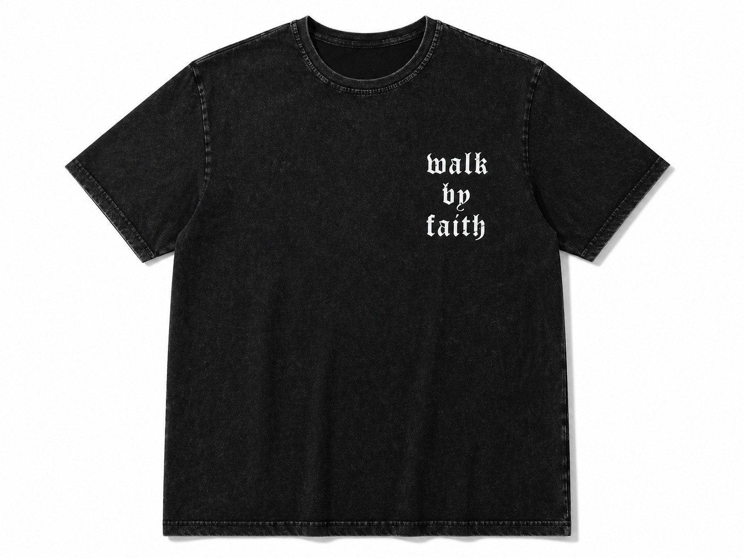Vintage Christian Faith Graphic Men's T-Shirt – Walk By Faith Washed Black Casual Streetwear Tee