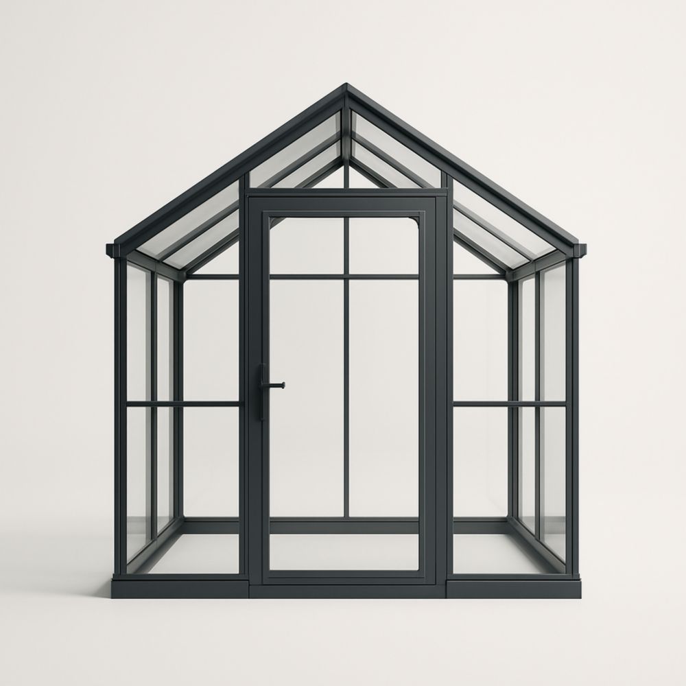 Serre en aluminium et verre trempé noir 3m x 2m