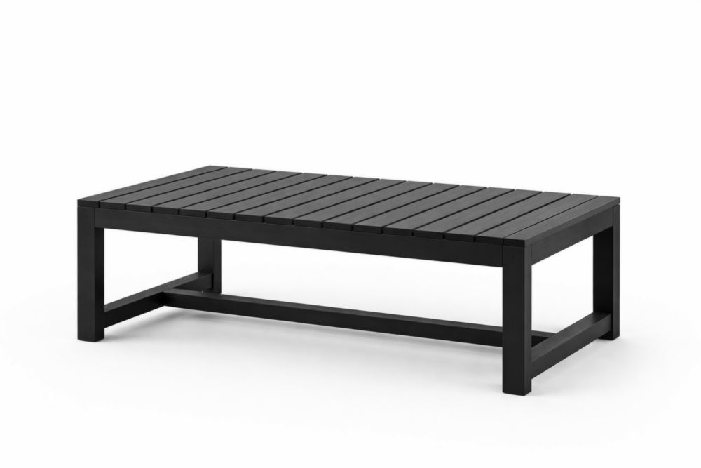 Table basse rectangulaire en aluminium noir 120 cm x 60 cm x 35 cm