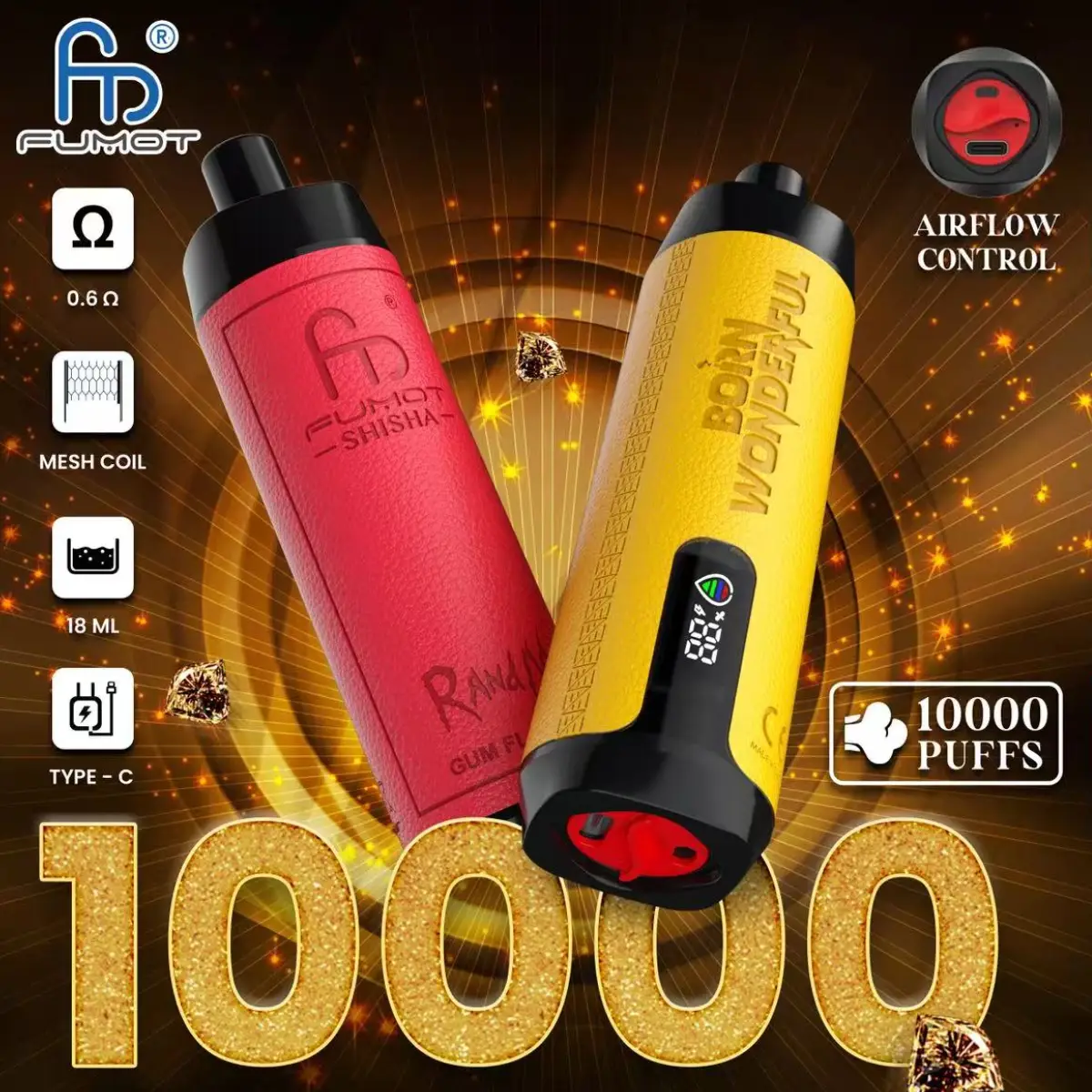 10PCS Fumot Shisha 10000 Puffs 18ml 0.8%