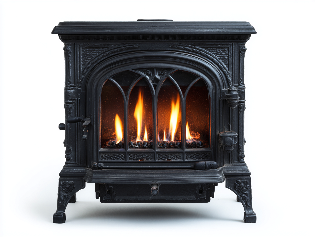 Kamin-Gusseisen-58x36x69 cm-Schwarz-Klassischer Landhausstil-Casagohub