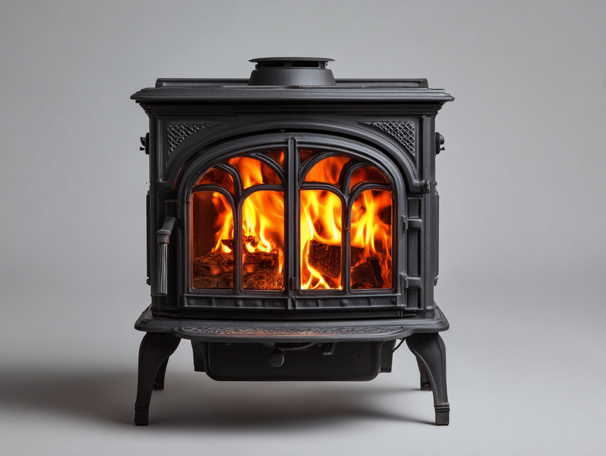 Kamin-Gusseisen-60x37x70 cm-Schwarz-Klassischer Landhausstil-Casagohub