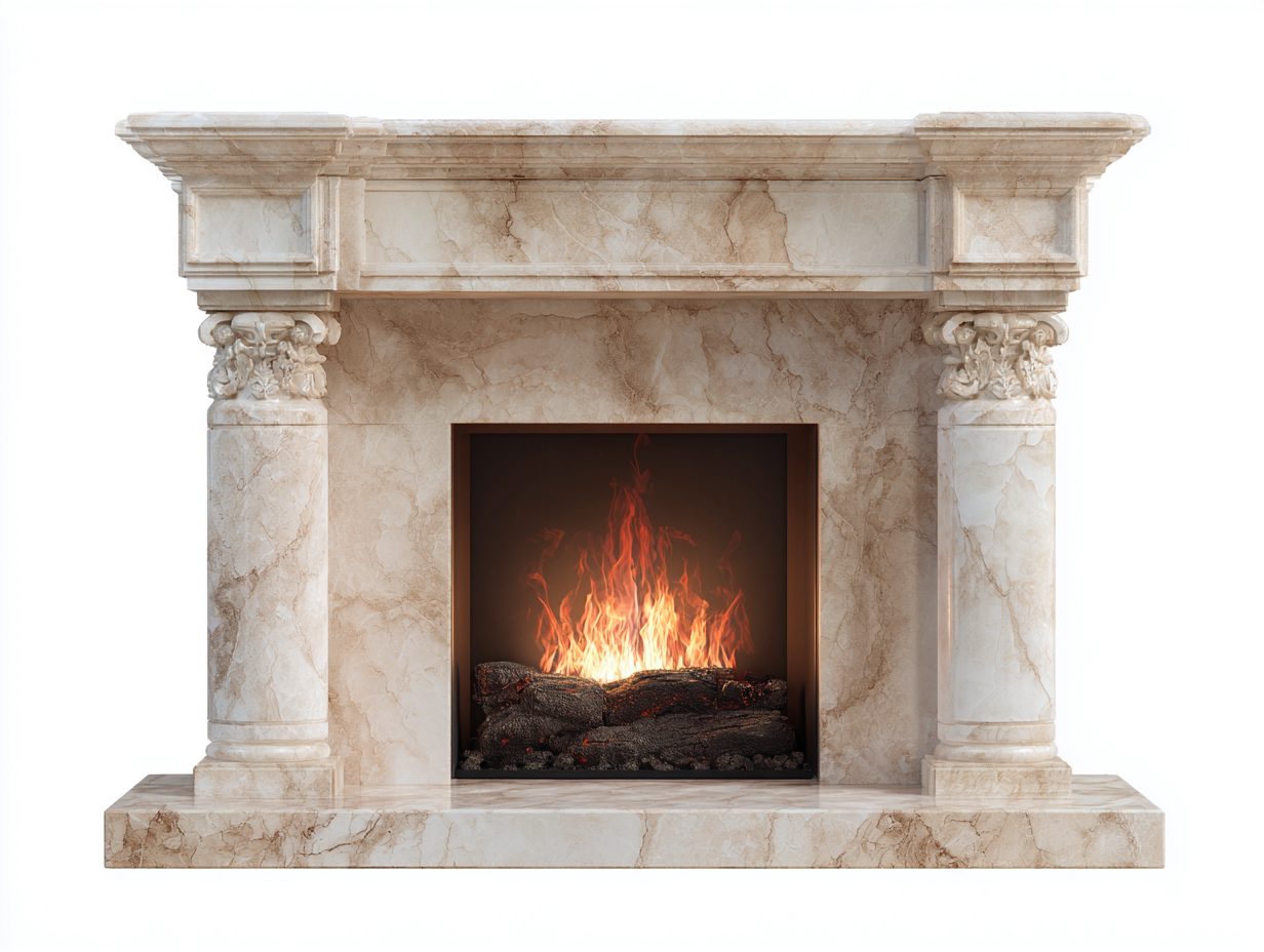 Kamin-Marmor-148x45x110 cm-Beige-Klassischer Säulenstil-Casagohub