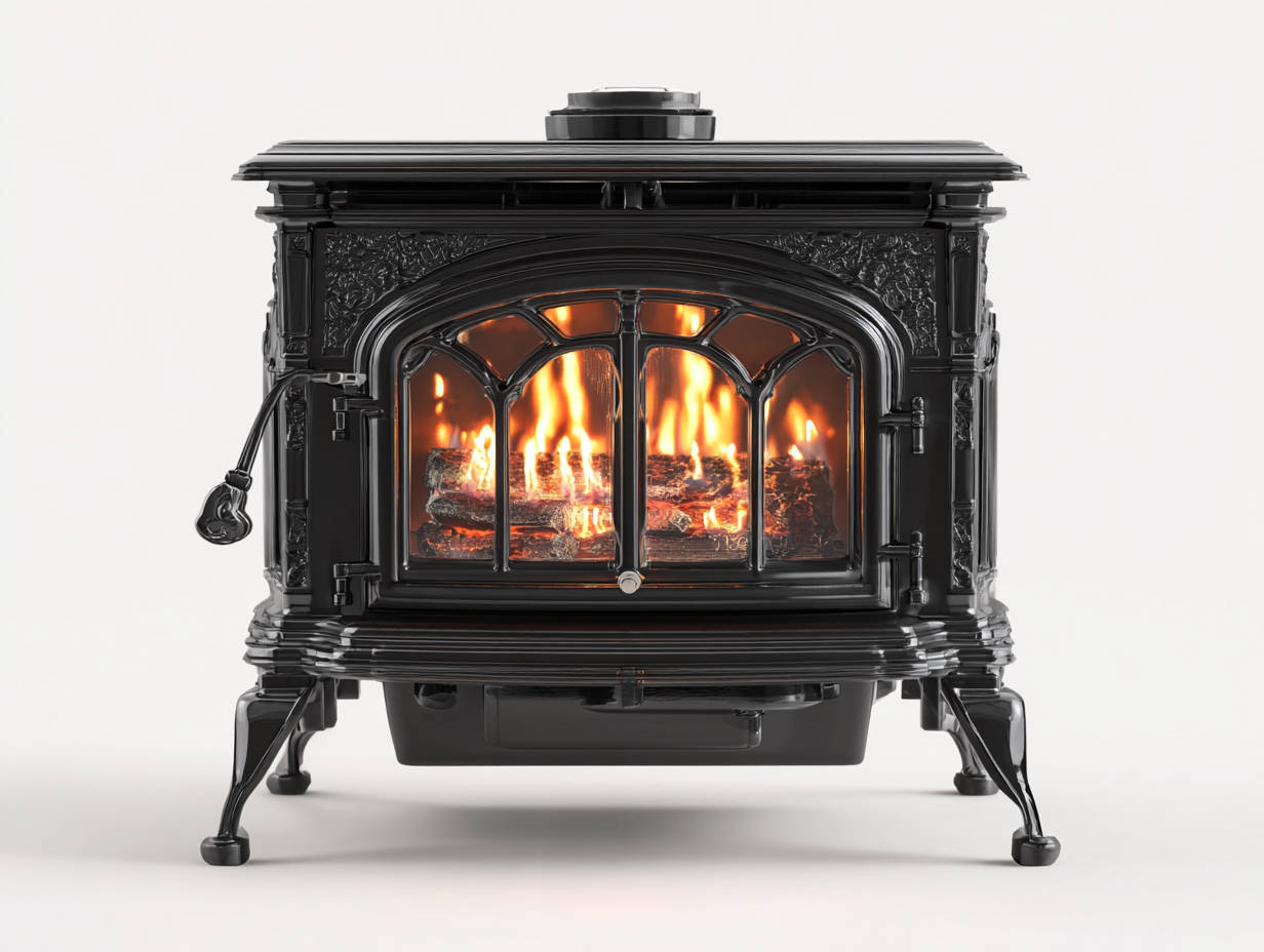 Kamin-Gusseisen-62x38x71 cm-Schwarz-Klassischer Retro-Stil-Casagohub