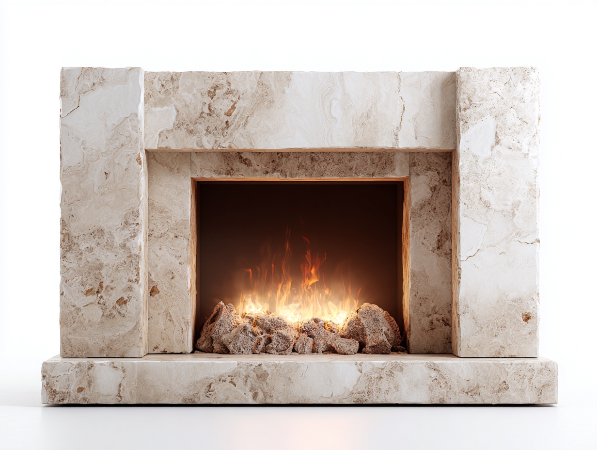 Kamin-Naturstein-130x38x98 cm-Beige-Minimalistischer Modernstil-Casagohub