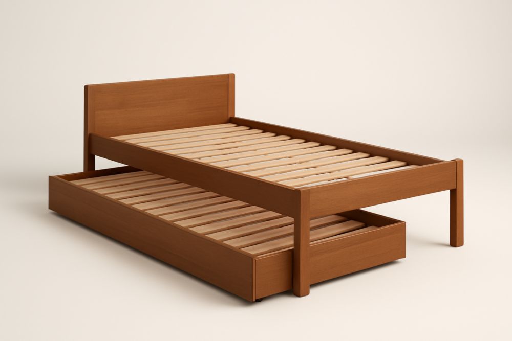 Letto singolo in legno con letto estraibile 200x90 cm