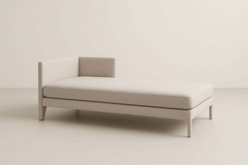 Chaise longue in tessuto poliestere beige 200x90x75 cm(Lu×L×H)