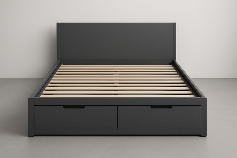 Letto matrimoniale con cassetti in MDF Grigio 200x160x110 cm