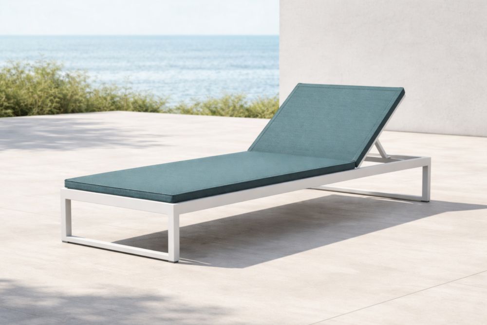 Chaise Longue de Jardin Réglable en Aluminium et Tissu Bleu
