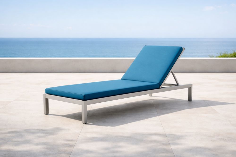 Bain de soleil extérieur acier inoxydable polyester réglable bleu