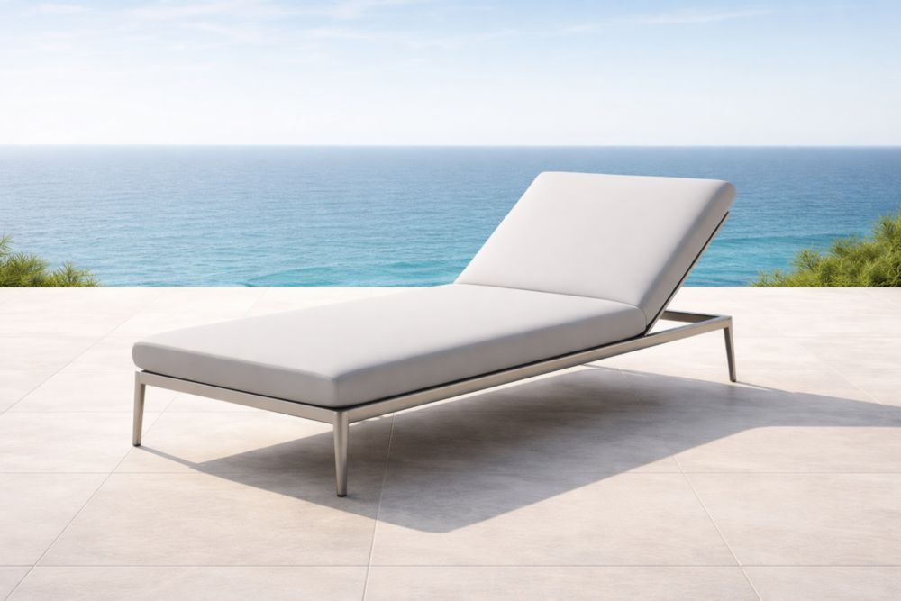 Chaise longue en aluminium et polyester gris
