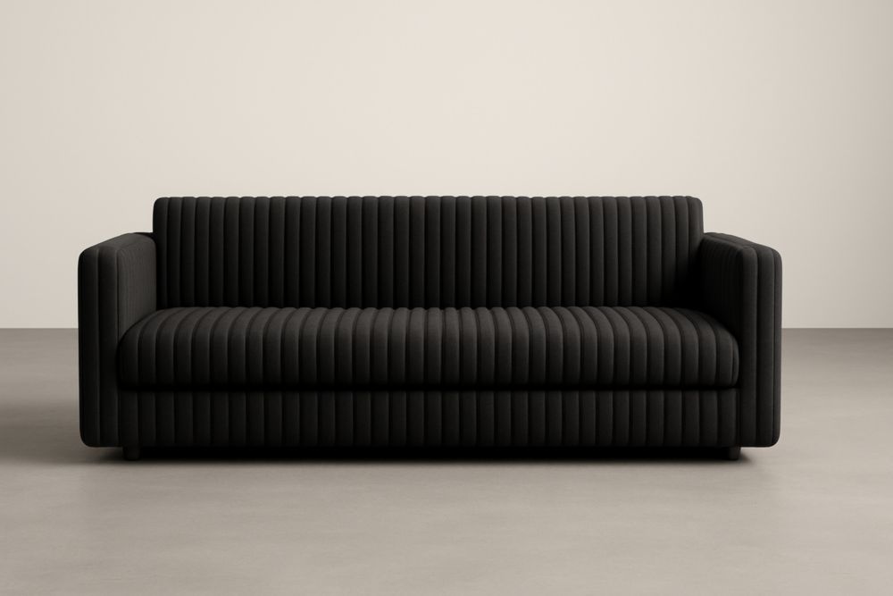 Canapé en tissu polyester noir 200x90x75 cm