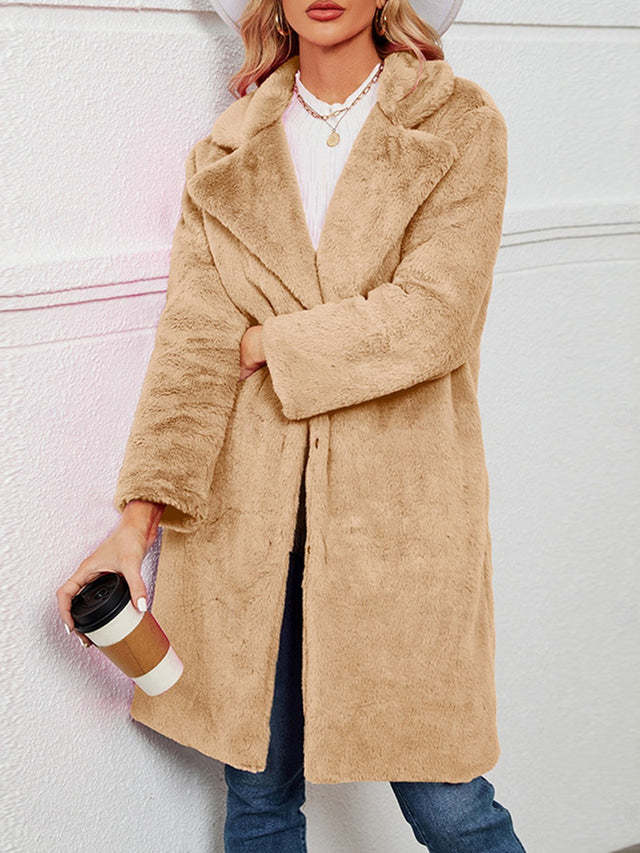 Women's Winter Fleece Sherpa Jacket Windproof Long Teddy Coat