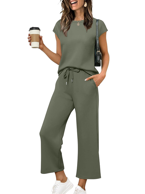 ⏰ LAST DAY SAVE 50% 💥Women Summer Vacation Outfits Cap Sleeve Tops Lounge Matching Sets