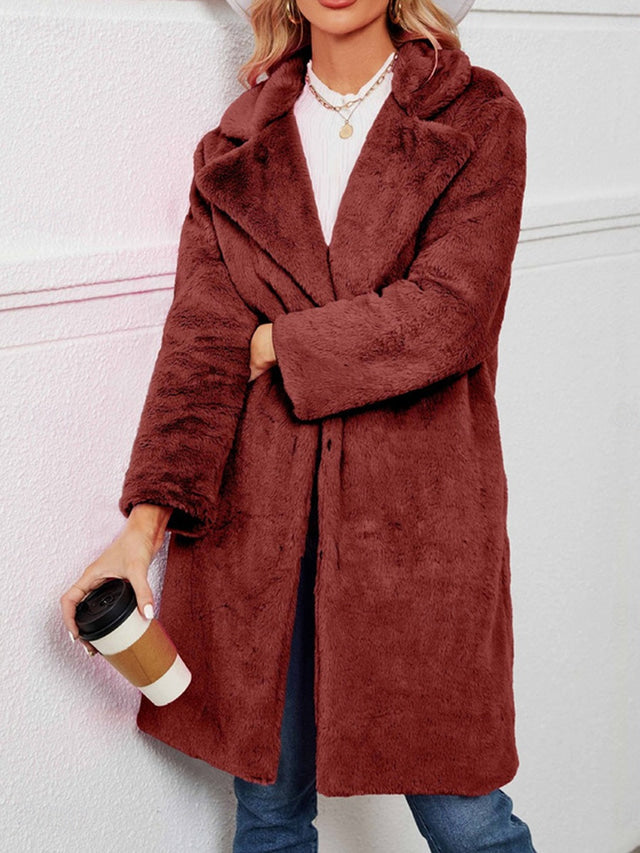 Women's Winter Fleece Sherpa Jacket Windproof Long Teddy Coat