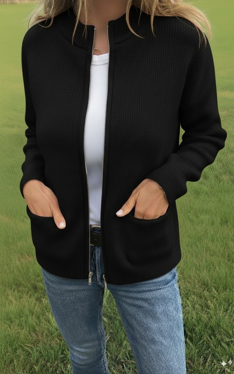 CLEARANCE SALE🔥 Round Neck Zipper Knitted Jacket