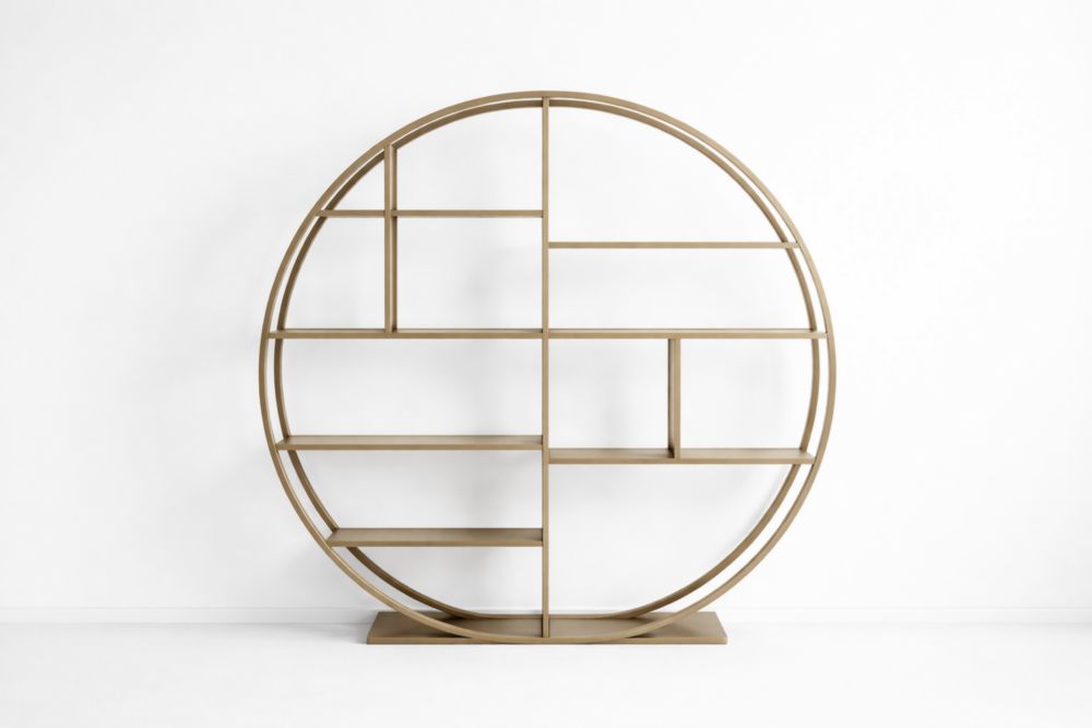 Étagère circulaire en métal doré 180 cm