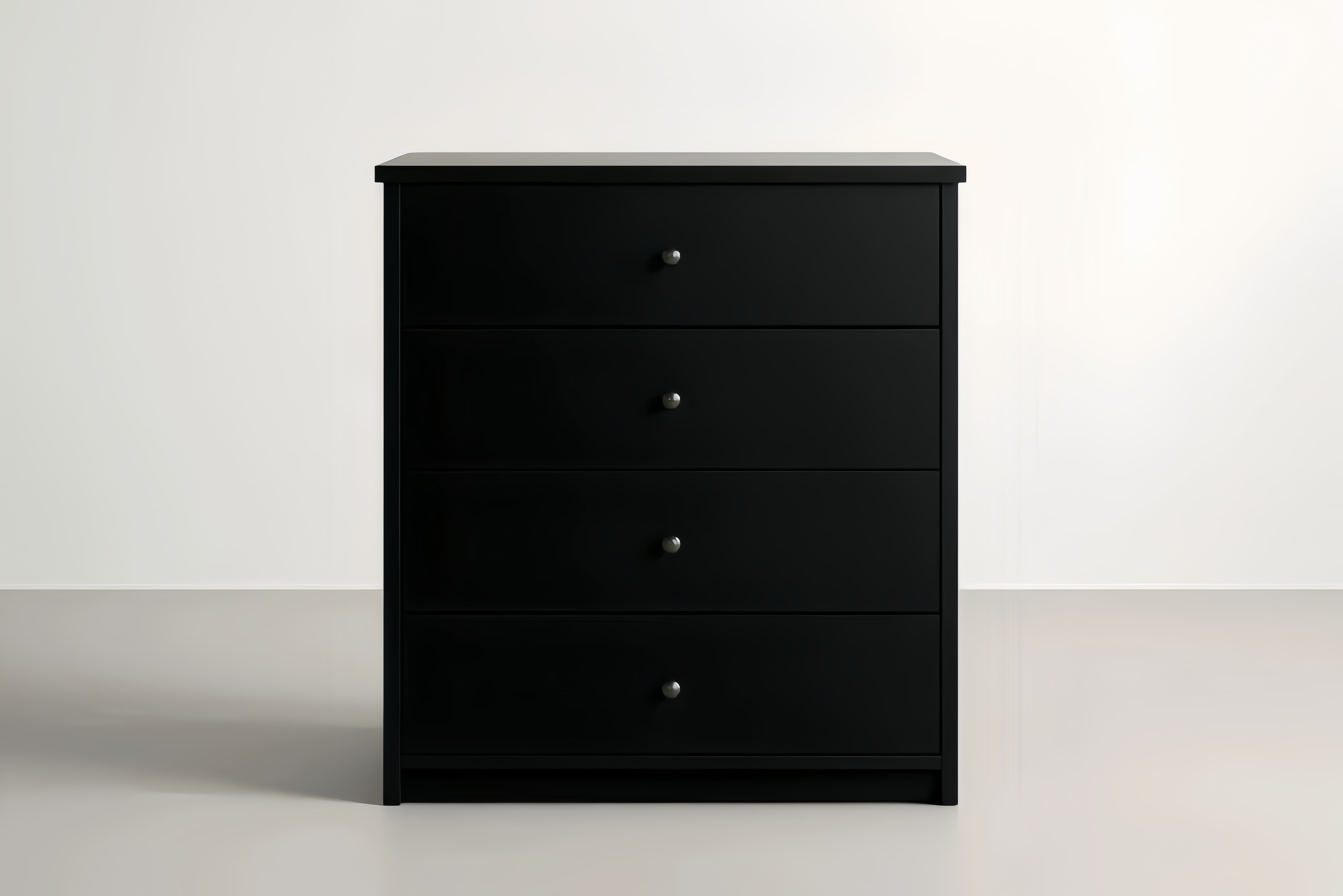 Cassettiera 4 Cassetti Nera in MDF 80x90x45 cm