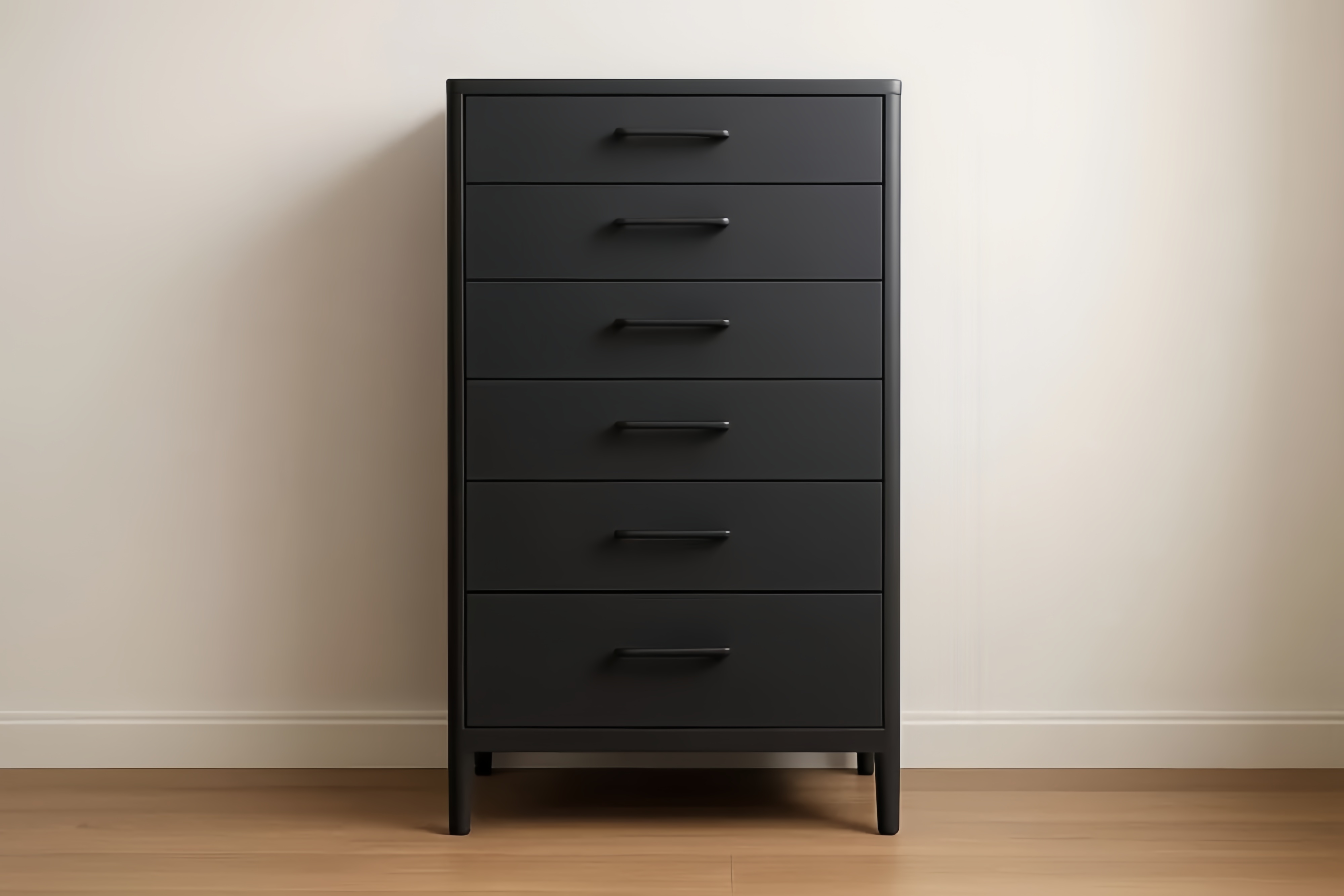 Cassettiera a 6 Cassetti in Legno Nero 120x60x40 cm