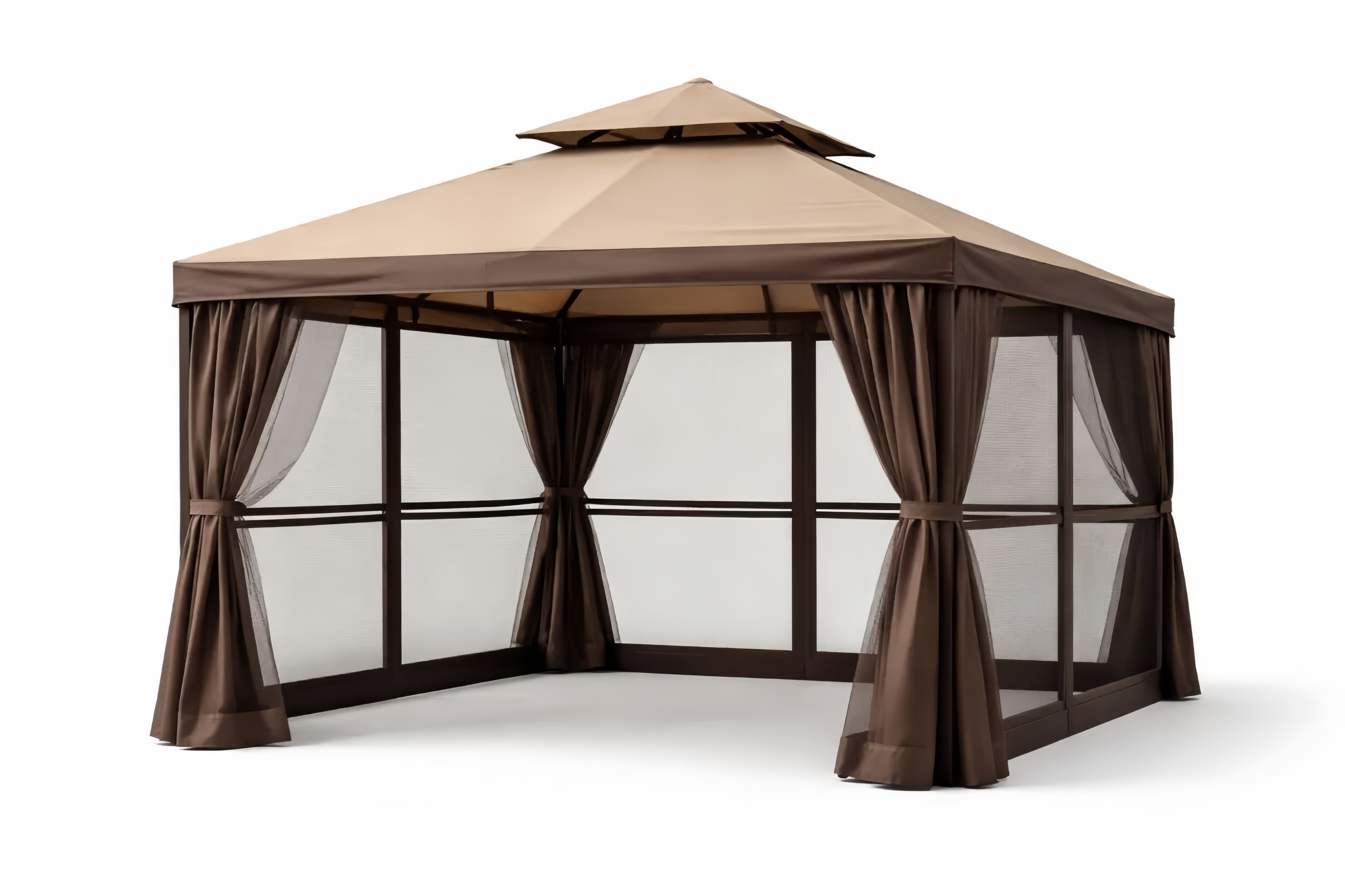 Gazebo da Giardino in Alluminio e Poliestere Beige Marrone 300x300x270 cm
