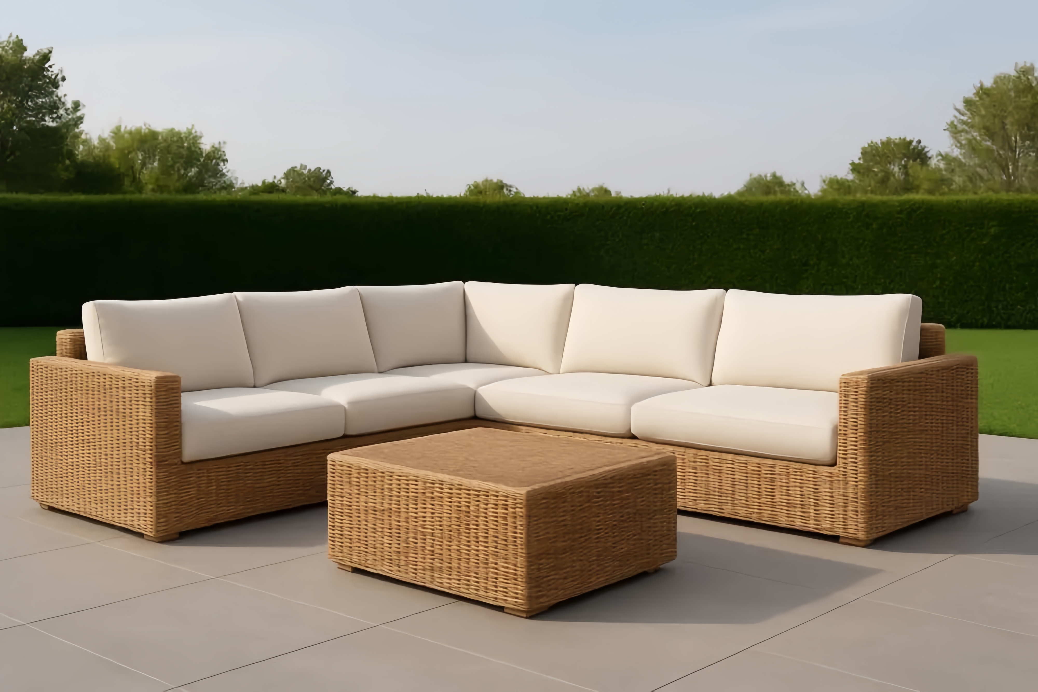 Set Divano ad angolo da Esterno in Rattan Sintetico con Tavolino