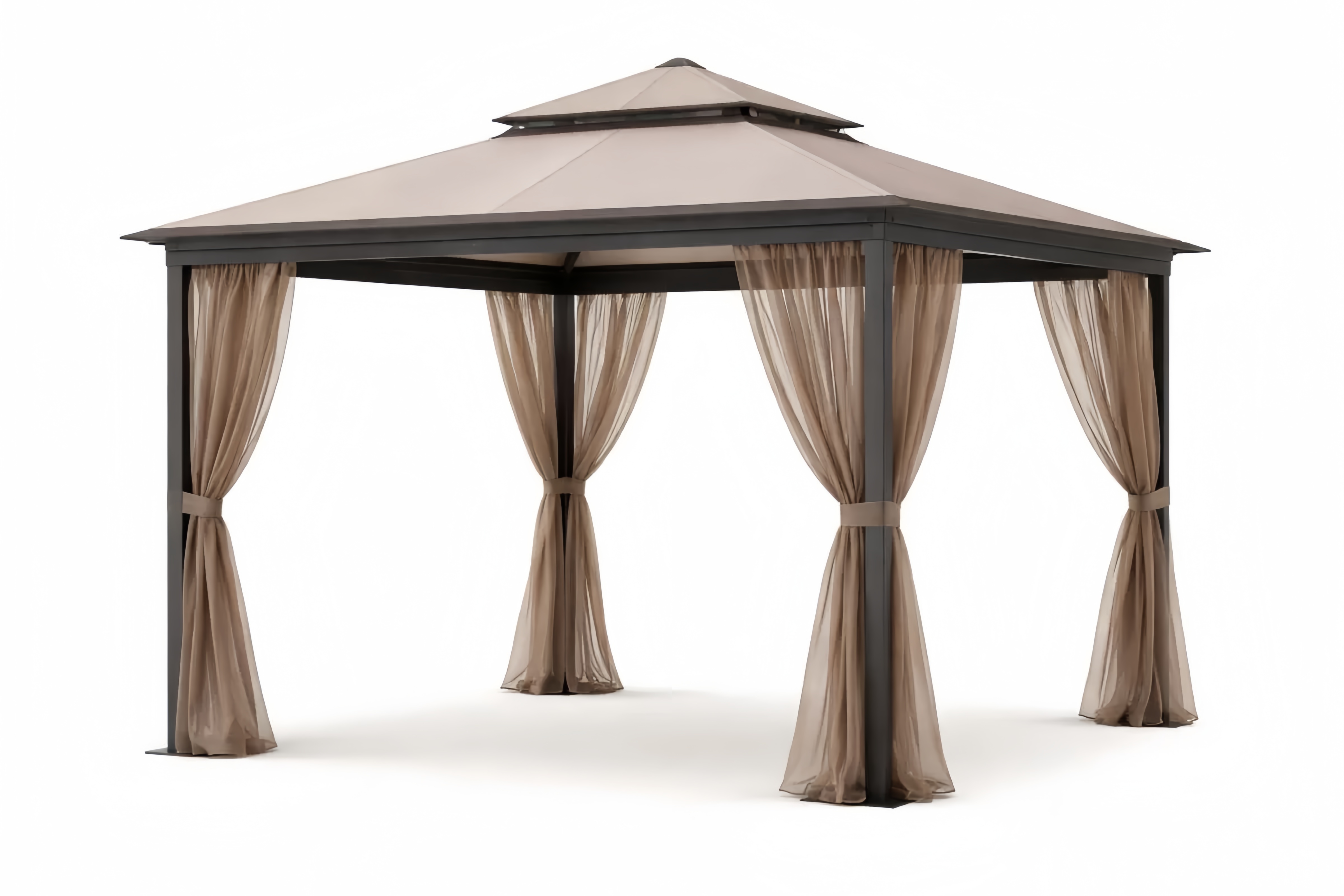 Gazebo in Metallo 3x3 m con Tenda Marrone