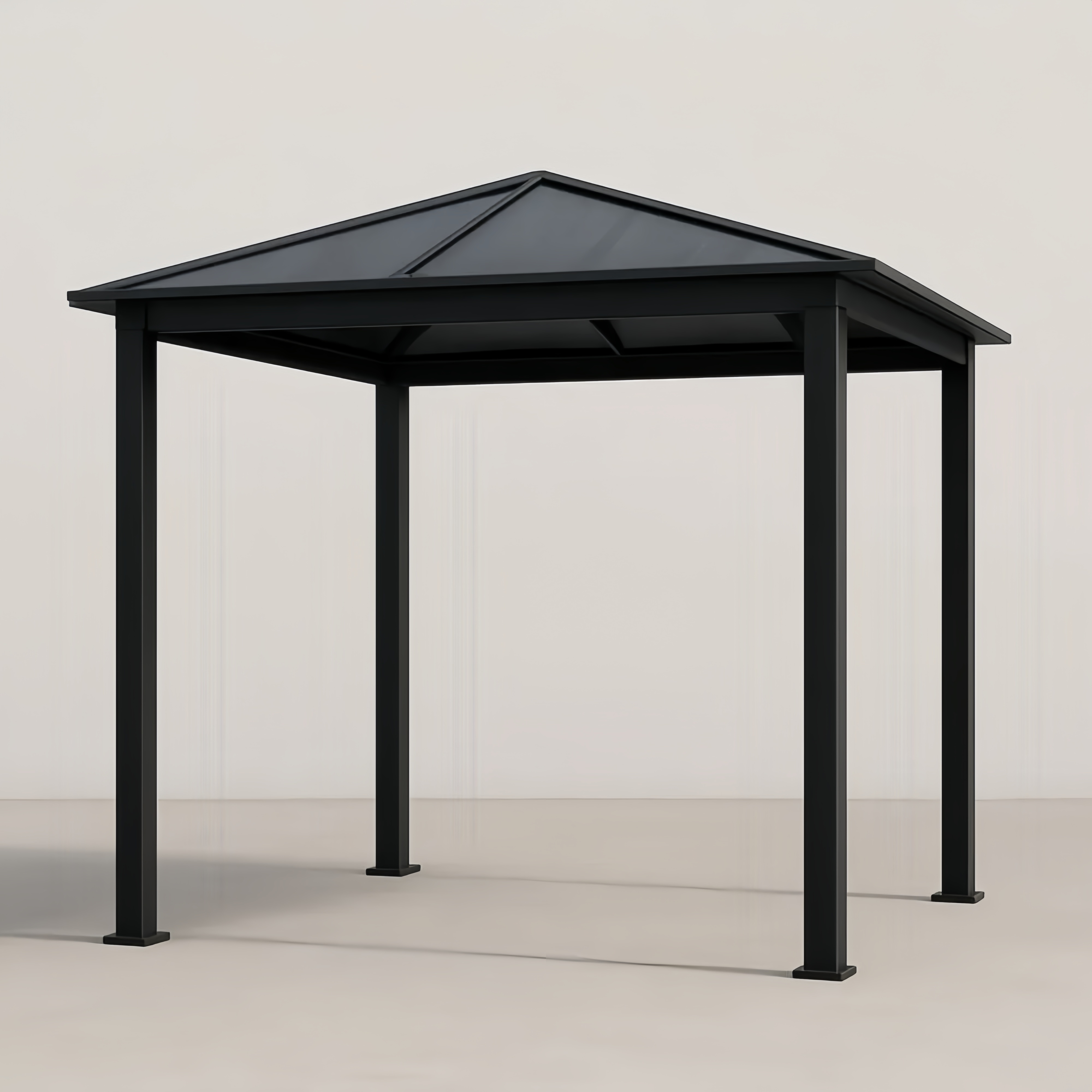 Gazebo in Alluminio Nero 300x300 cm Tetto in Policarbonato