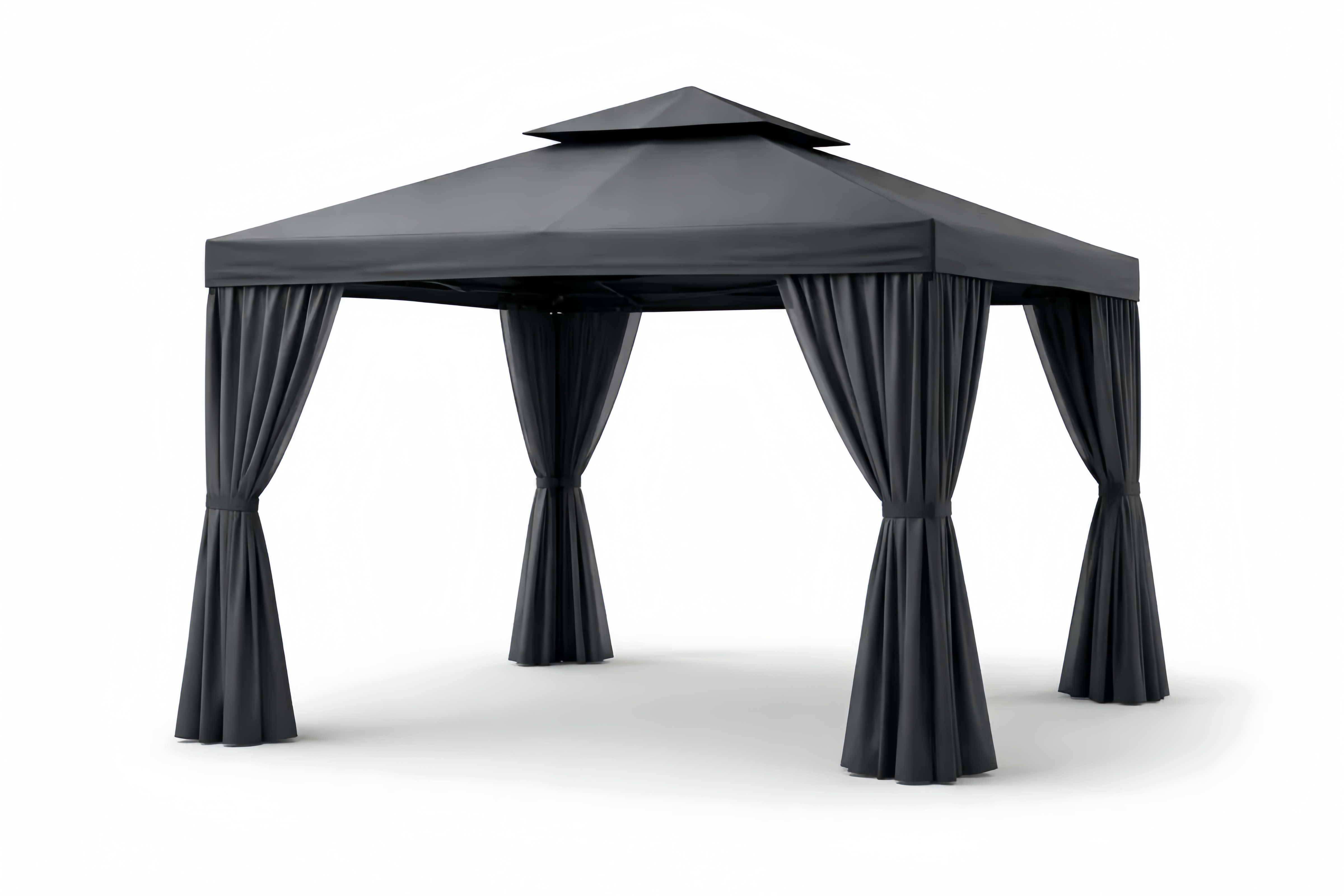 Gazebo da Giardino in Acciaio e Poliestere Grigio 300x300x250 cm