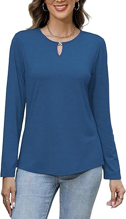 Long Sleeve Shirts for Women Crew Neck Women Long Sleeve Tops Casual Fall Tops Trendy Cute T Shirts Outfits Clothes