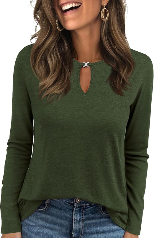 Long Sleeve Shirts for Women Crew Neck Women Long Sleeve Tops Casual Fall Tops Trendy Cute T Shirts Outfits Clothes