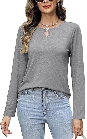 Long Sleeve Shirts for Women Crew Neck Women Long Sleeve Tops Casual Fall Tops Trendy Cute T Shirts Outfits Clothes