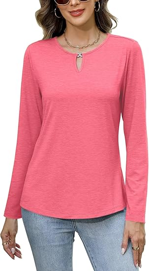 Long Sleeve Shirts for Women Crew Neck Women Long Sleeve Tops Casual Fall Tops Trendy Cute T Shirts Outfits Clothes