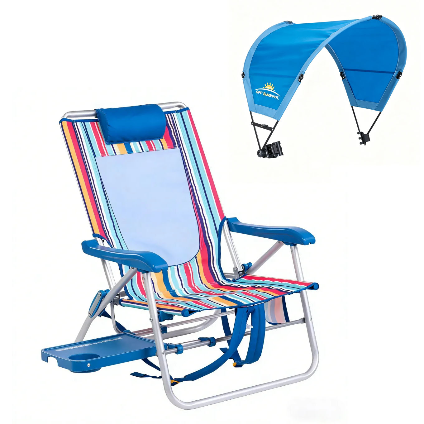 Big Surf Beach Chair with Tray & Sunshade (Buy 2 Freeshipping)