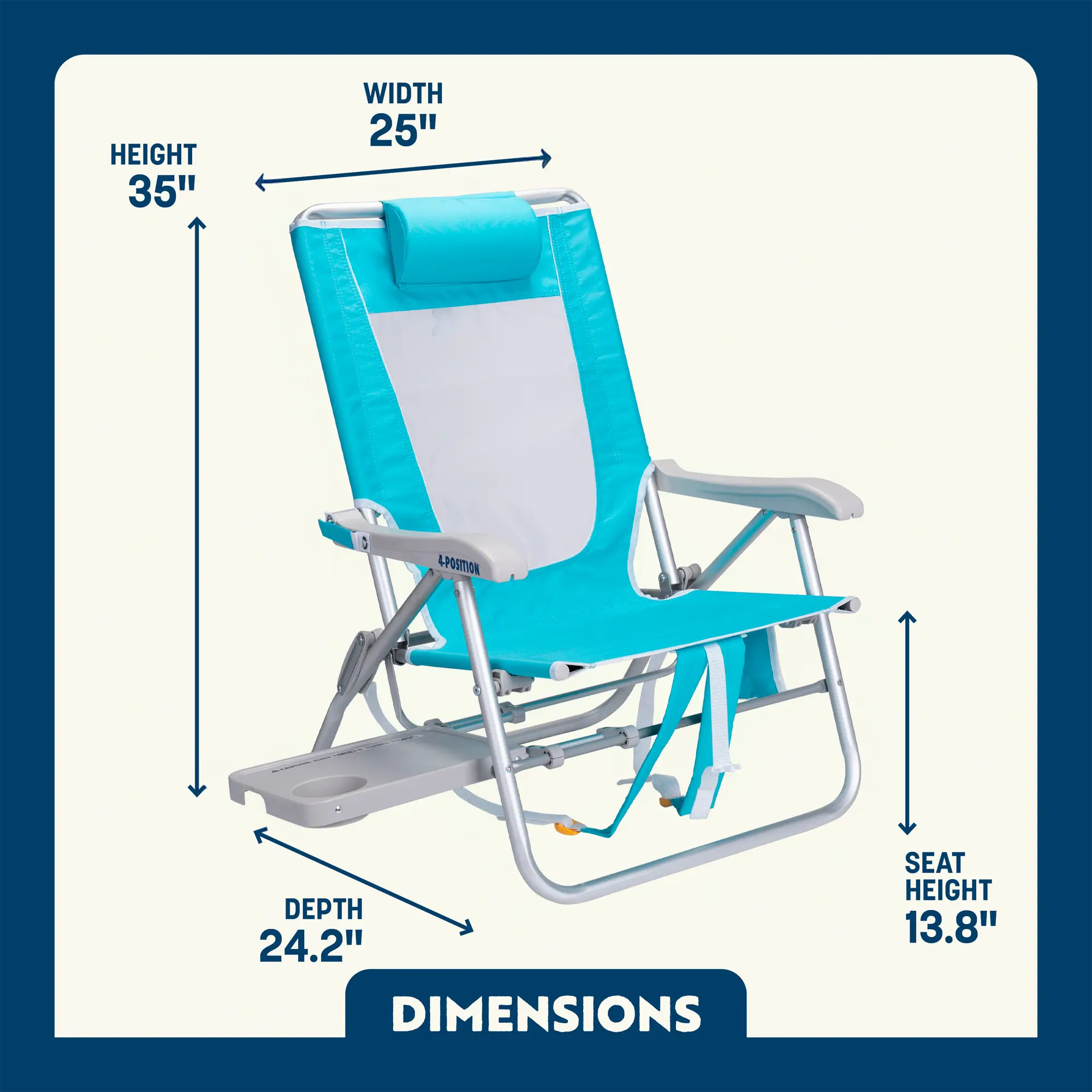 Big Surf Beach Chair with Tray & Sunshade (Buy 2 Freeshipping)