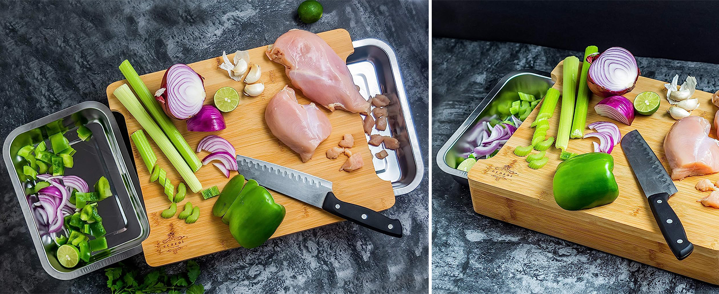 storage extra accessories built carving catcher charcuterie cheese chop clean cocina container cook