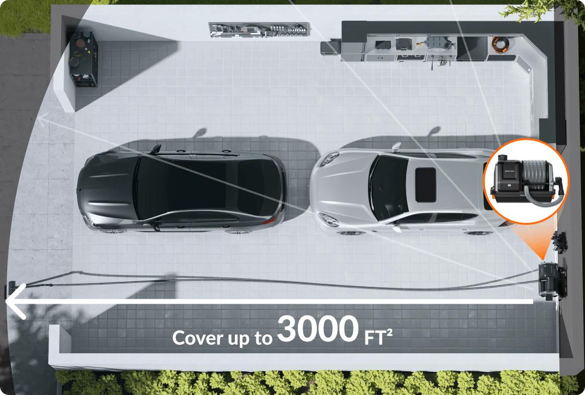 Giraffe Tools Grandstorm Vacuum Cleaner 30ft Retractable 20KPA Suction 6 Nozzles 4.5 Gallon Dustbin Wall Mounted Wet Dry Home Cleaning Solution