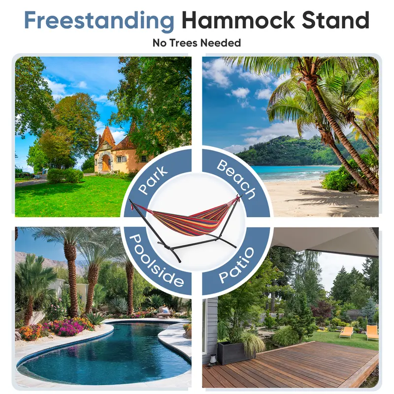 Portable Hammock with Steel Frame, 450lbs Capacity, Easy Assembly & Carrying Bag