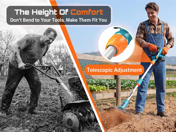 SEESII 20V Electric Tiller for Gardening 360 RPM Rototiller Cordless Cultivator 8000mAh Battery 4 Blades Handheld Tiller for Raised Beds Outdoorfun