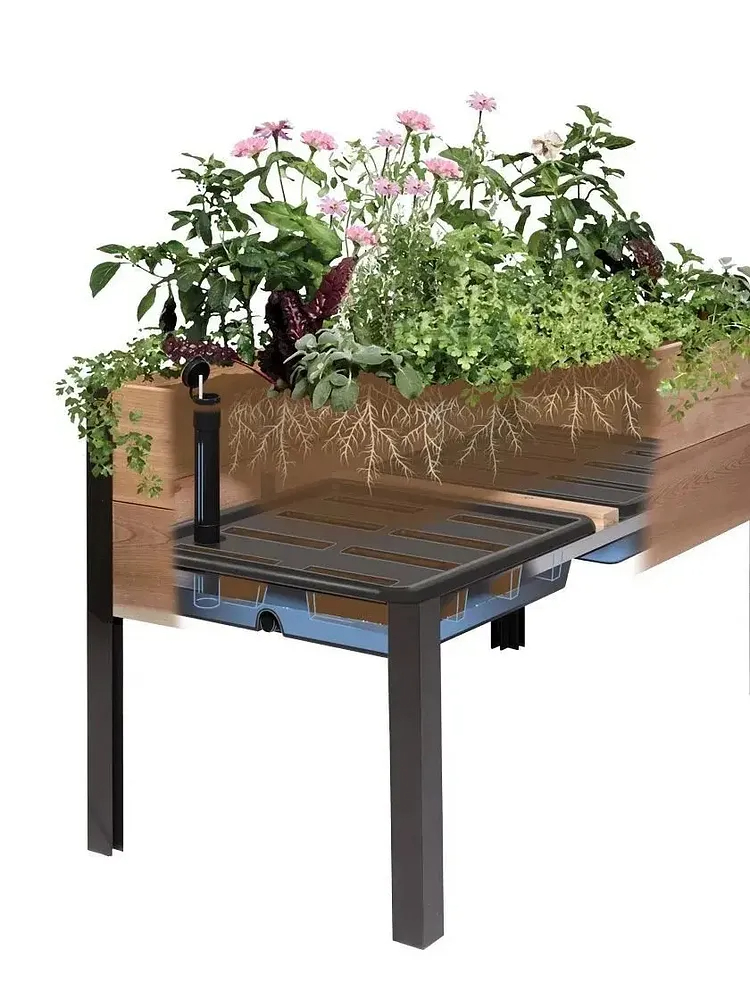 8' X 2' x 4' Self-Watering Eco-Stained Elevated Planter Box+ Arch Trellis