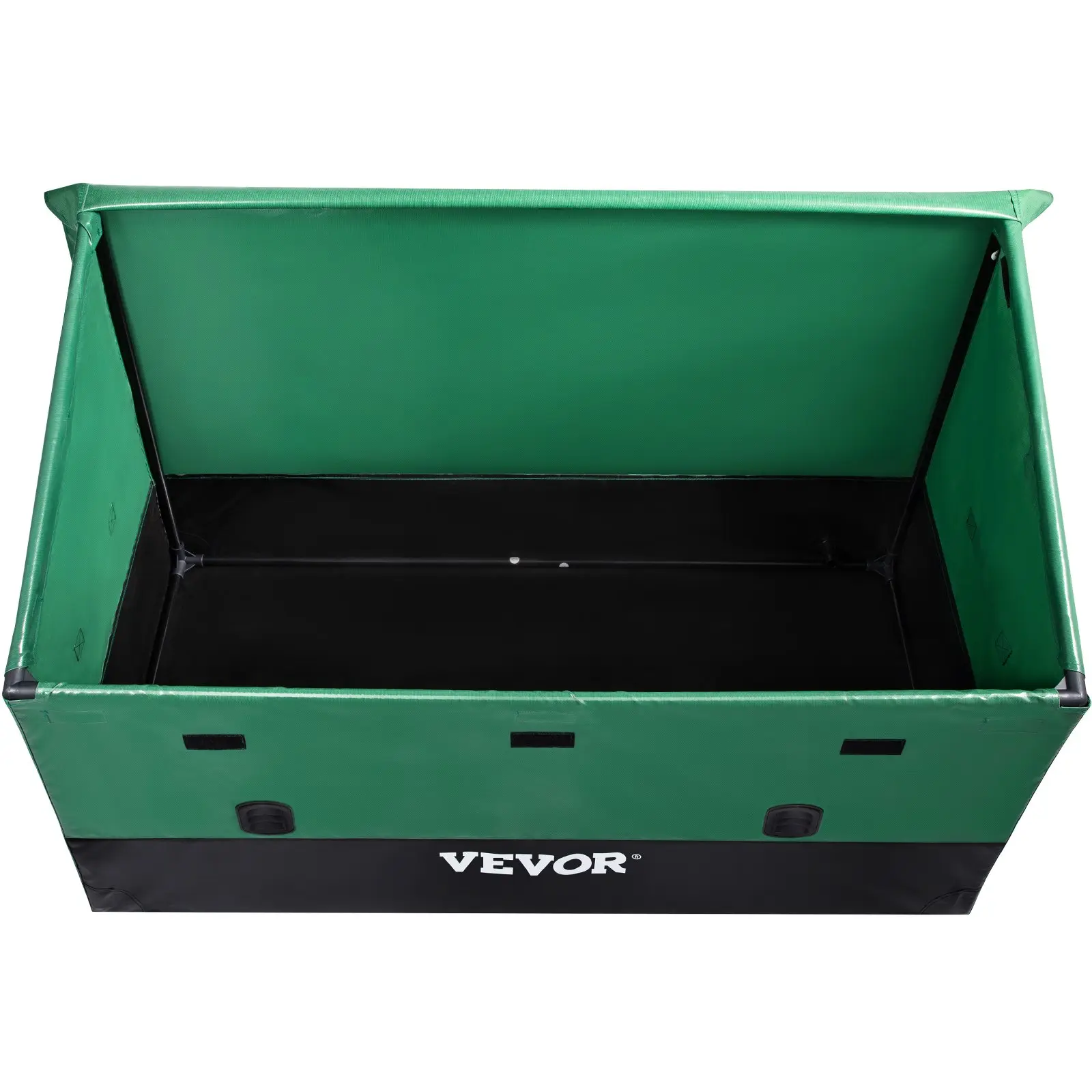 Outdoor Storage Box, TikTokShopBlackFriday, 100/150/230 Gallon Waterproof PE Tarpaulin Deck Box w/Galvanized Frame, All-Weather Protection & Portable, for Camping, Garden, Poolside, and Yard, Black & Green Organiser