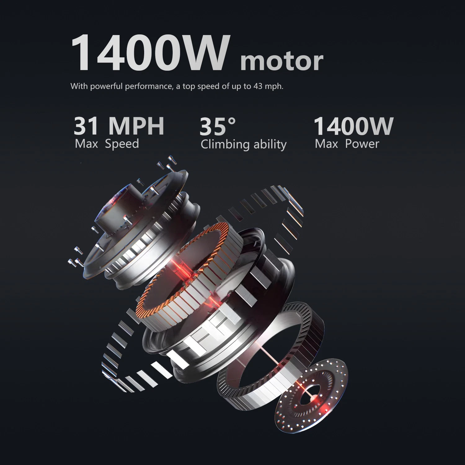 DT10 Electric Scooter 1400W 31 MPH 48V 16Ah Disc Brake Commuter Full Suspension