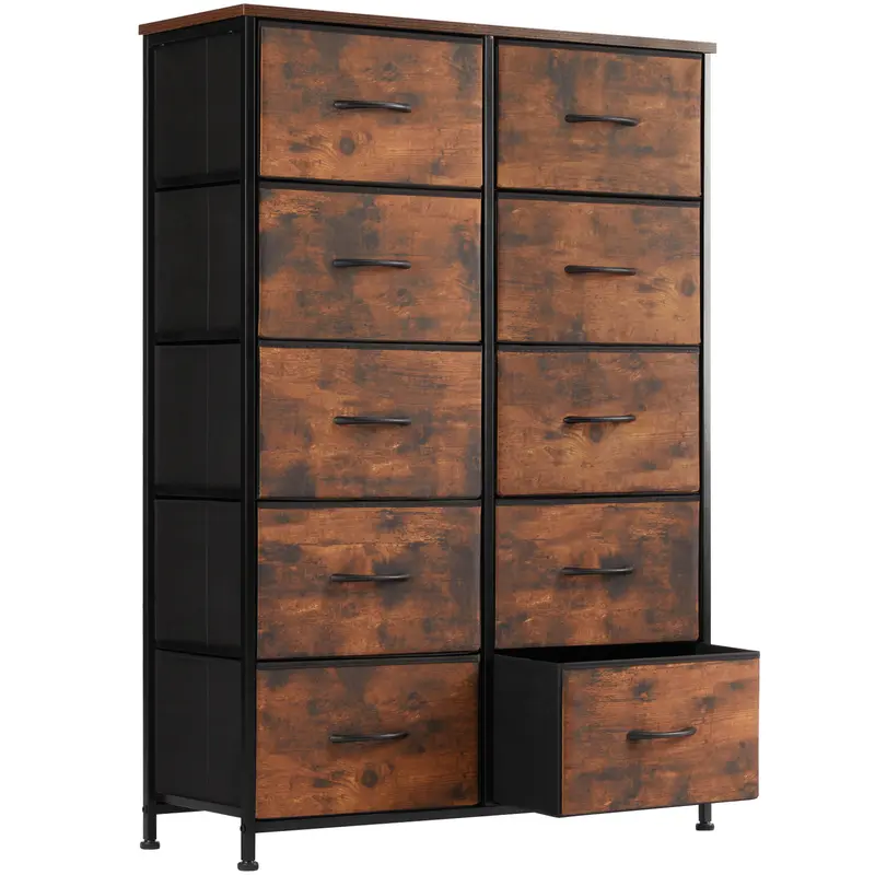 10-Drawer Fabric Storage Tower – Bedroom Organizer with Fabric Bins