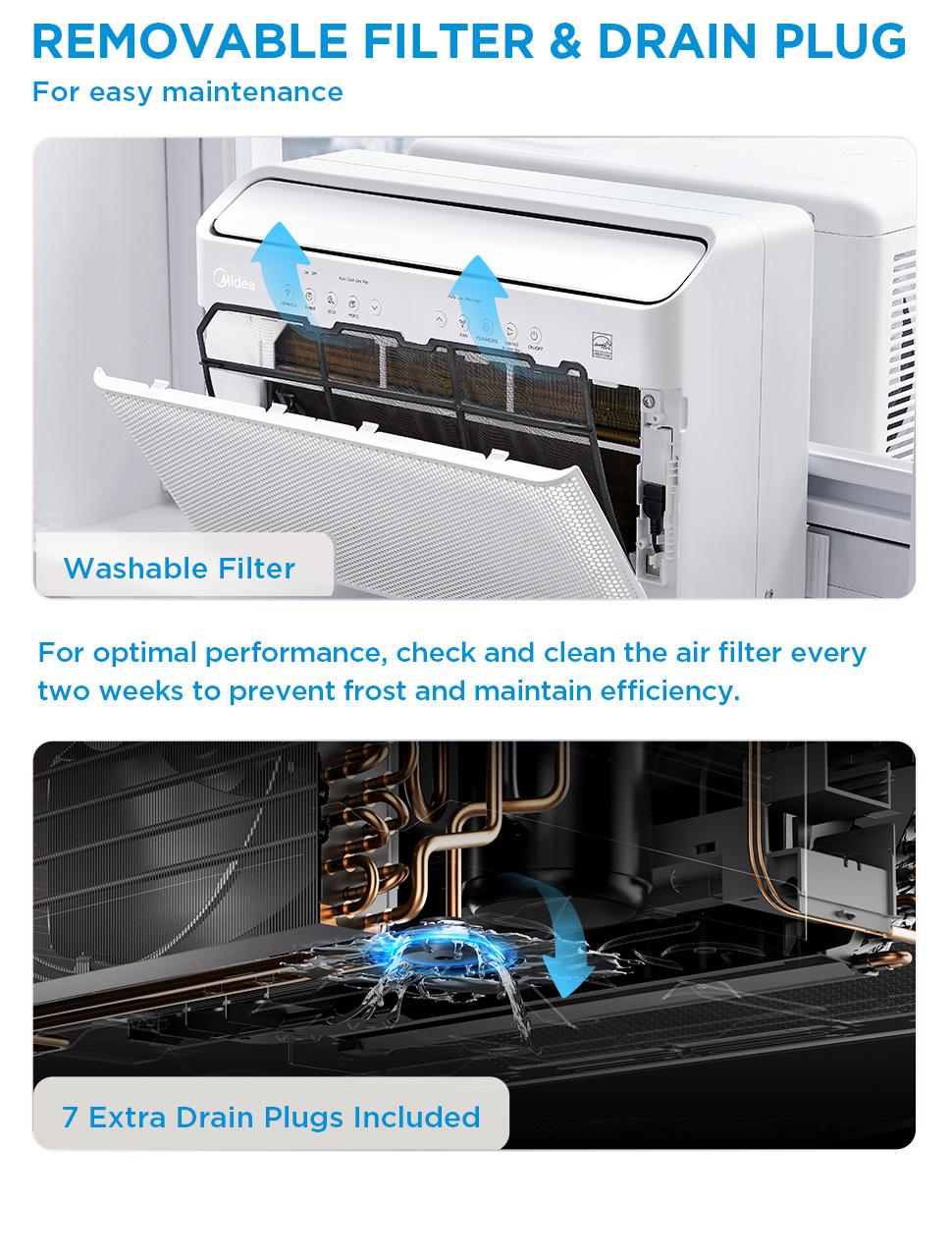 Midea 6K/8K/10K/12K BTU U Shaped Smart Inverter New Window Air Conditioner,  2026 version AC, Cools up to 450 Sq. Ft.,Ultra Quiet with Open Window Flexibility, Works with Alexa/Google Assistant, 35% Energy Savings, Remote Control