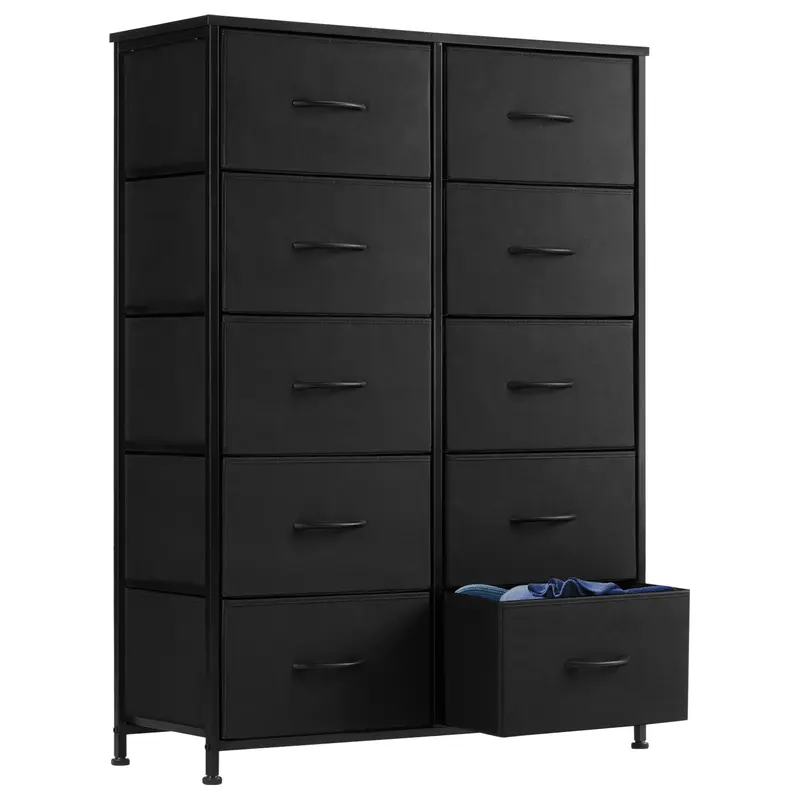 10-Drawer Fabric Storage Tower – Bedroom Organizer with Fabric Bins