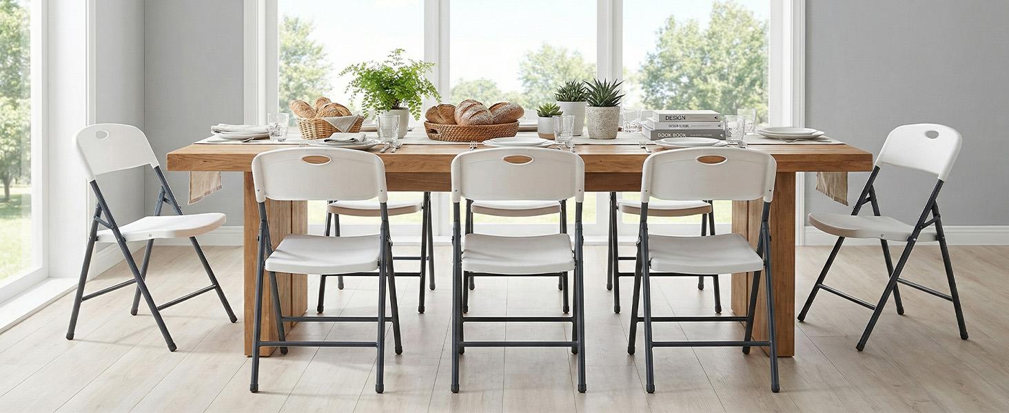 【Value】Folding Chairs with Ergonomic Back, Heavy Duty Plastic Stackable Portable Folding Chairs, Weight Capacity 330 Lbs, For Home, Office, Party, Wedding, Patio, Garden, Indoor Outdoor