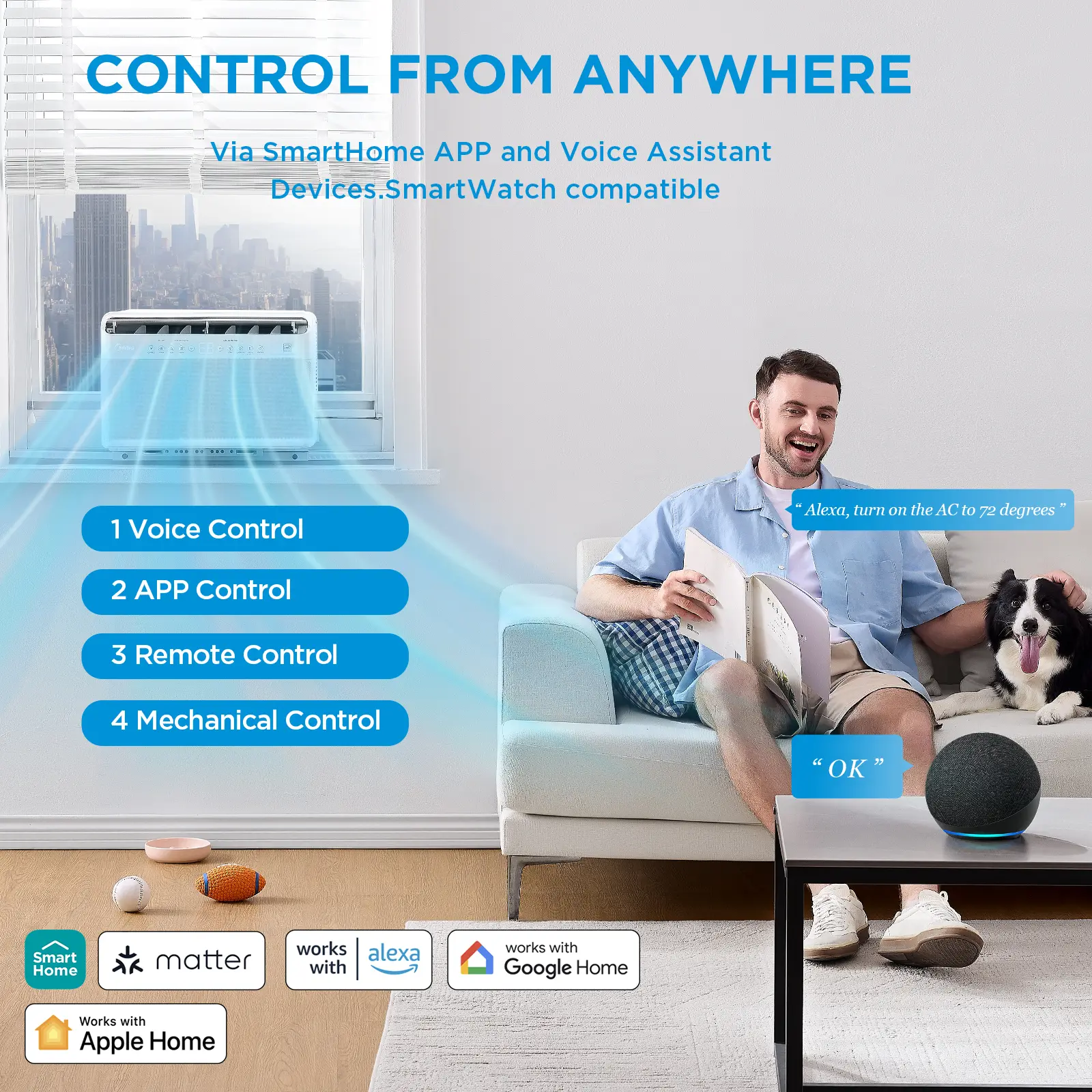 Midea 6K/8K/10K/12K BTU U Shaped Smart Inverter New Window Air Conditioner,  2026 version AC, Cools up to 450 Sq. Ft.,Ultra Quiet with Open Window Flexibility, Works with Alexa/Google Assistant, 35% Energy Savings, Remote Control