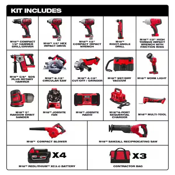 M18 18-Volt Lithium-Ion Cordless Combo Tool Kit