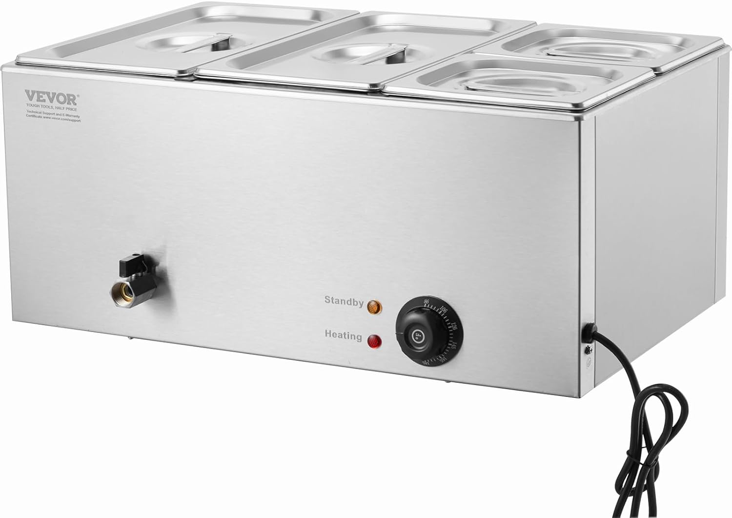 Stainless Steel Countertop Buffet Warmer, Temperature Control 86-185°F