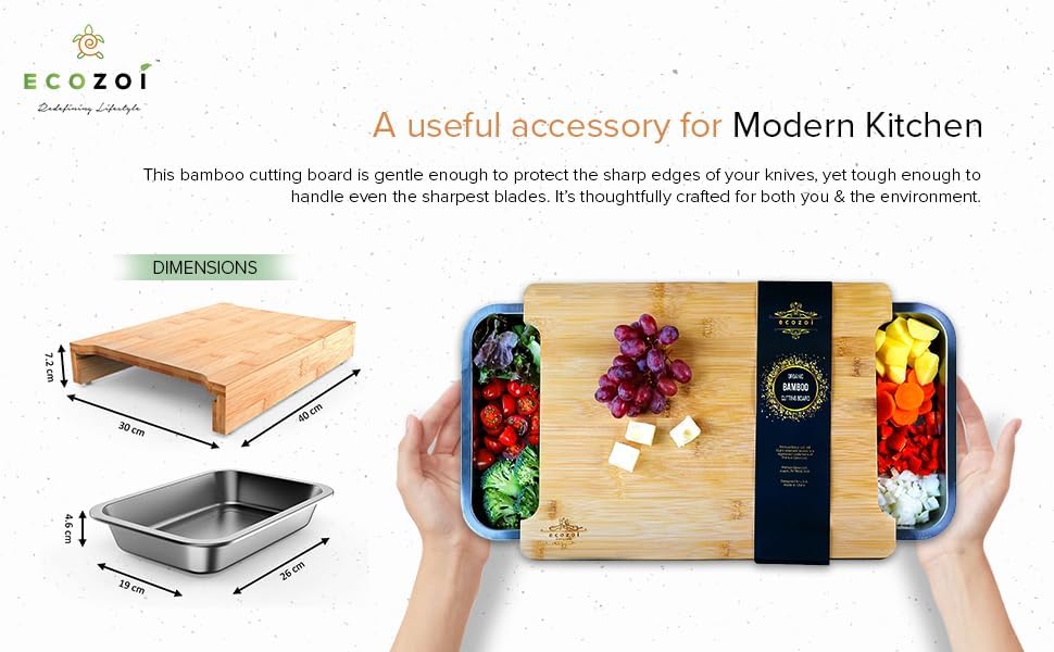 Bamboo Cutting Board with 2 Slide-Out Drawers